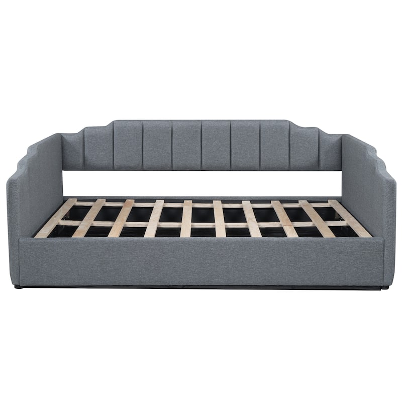 Full Size Gray Upholstered Daybed with Underneath Storage