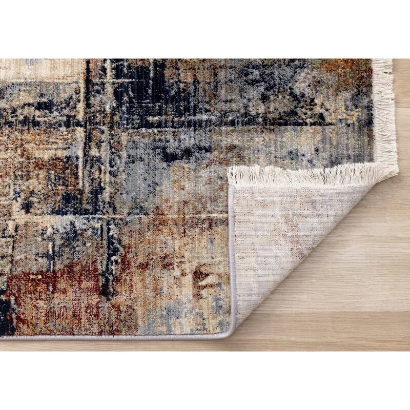Sydney Collection - Red/Blue/Beige Distressed Patches Rug