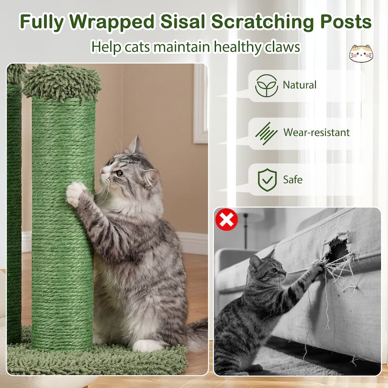 Gymax 22'' Cactus Cat Scratching Post Cute Vertical Cat Claw Scratcher
