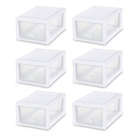 STERILITE 6 Quart Liter Stacking Drawers, Clear - Case of 6
