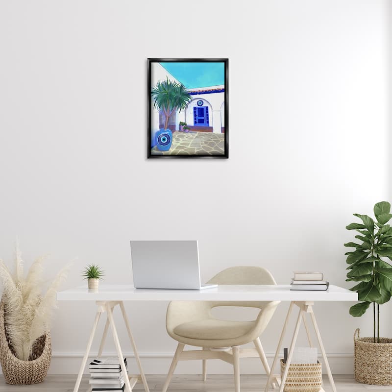 Stupell Tranquil Tropical Villa Framed Floater Canvas Wall Art Design By Matthew Piotrowicz