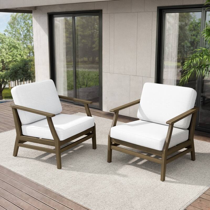 Teak Outdoor Patio Club Chairs Loveseat with Cushions