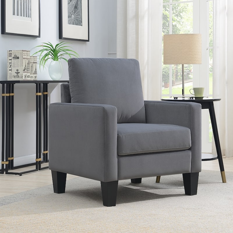 Ally Polyester Mid-Century Arm Chair - Grey