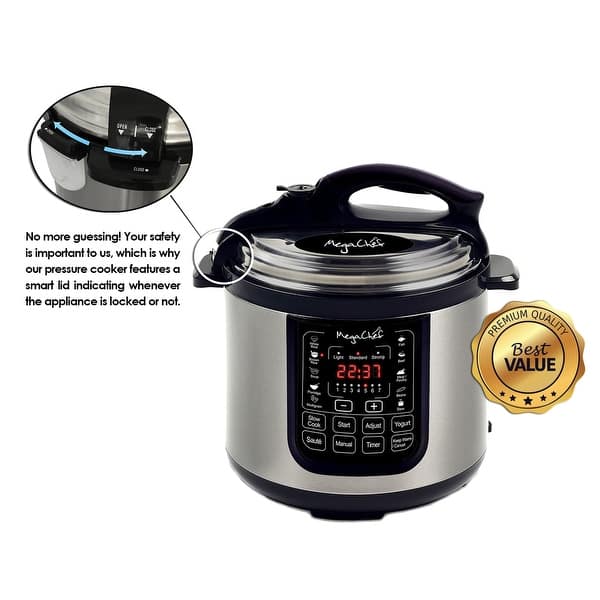 Power Pressure Cooker XL Digital 8 qt. Pressure Cooker w/ Dual Racks 