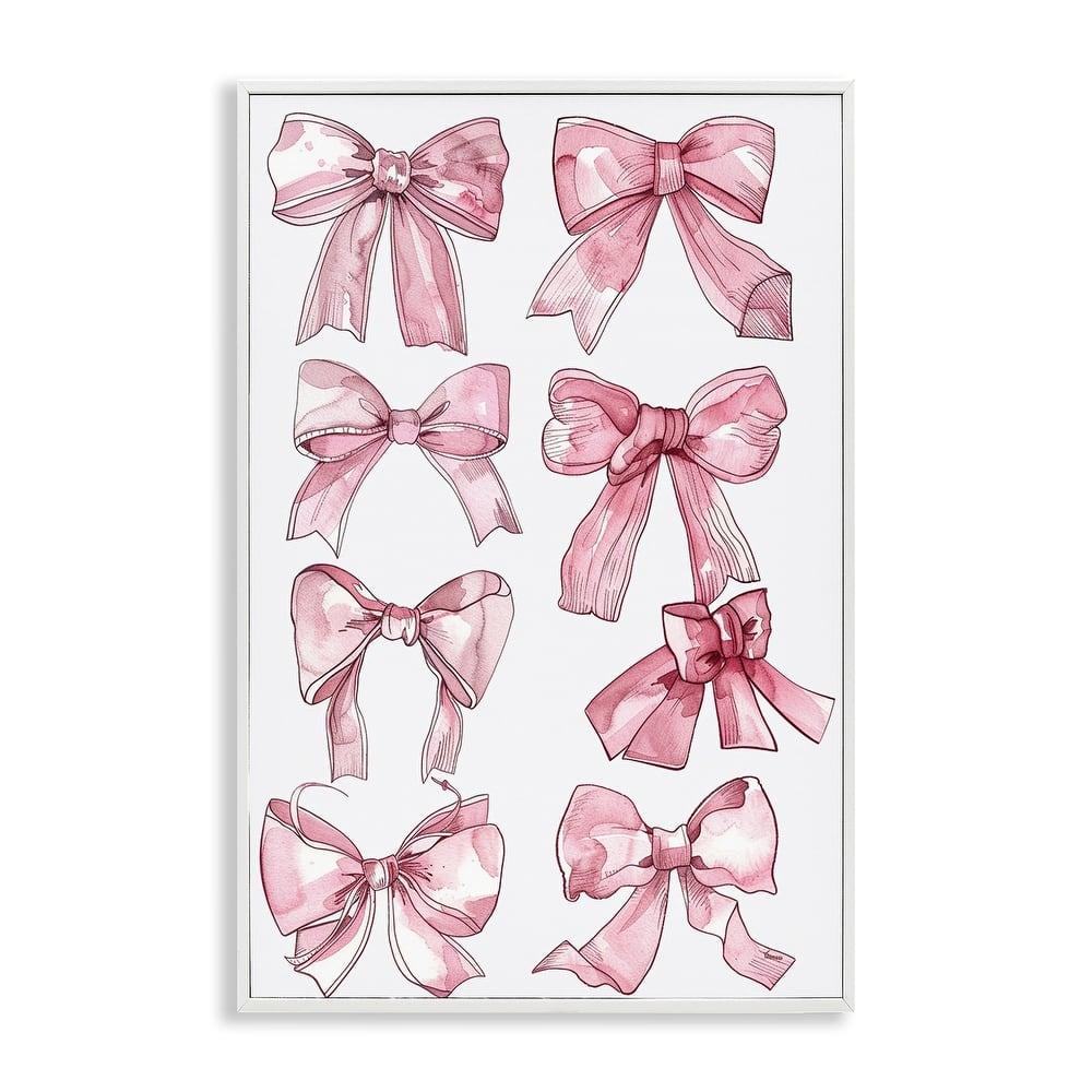 Stupell Various Ribbons in Pink Framed Giclee Art Design By LSR Design Studio