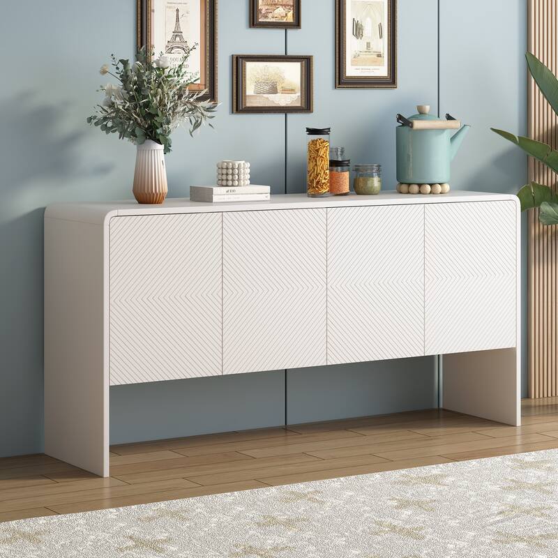 4-Door Sideboard with Adjustable Shelves & Rebound Device for Living Room or Dining Room Organization
