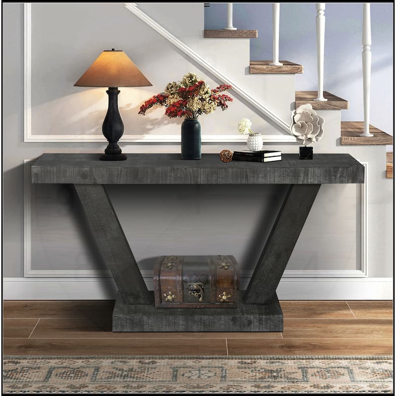 60 Inches Vintage Distressed Wood Entryway Console Table