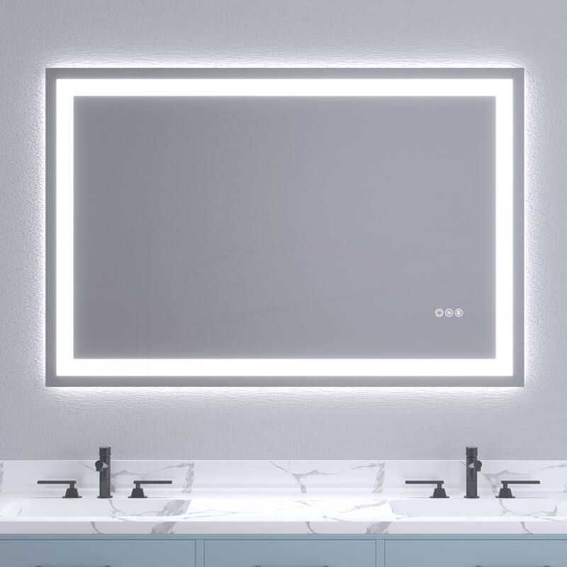 Frameless Tempered MirrorDual LED Light StripsFront and Back Lighting