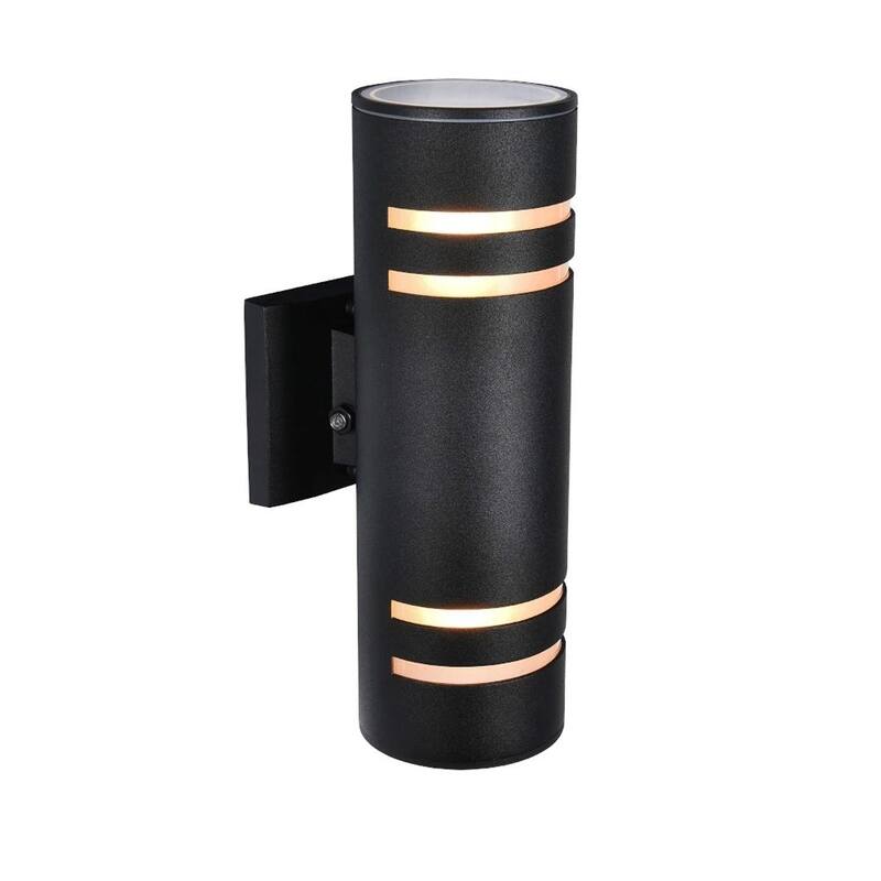 2-Light Industrial Vintage Black Linear Cylinder Wall Lights Waterproof IP54 Lantern Outdoor Wall Sconces