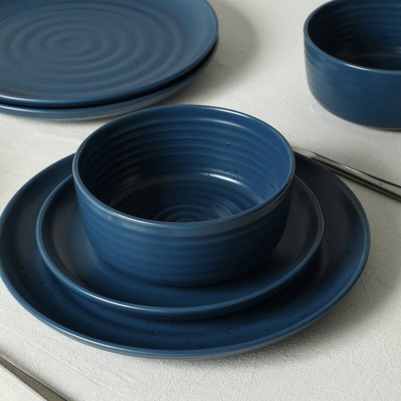 Earth & Clay Ion Stoneware Dinnerware Set - Blue - 24 Piece