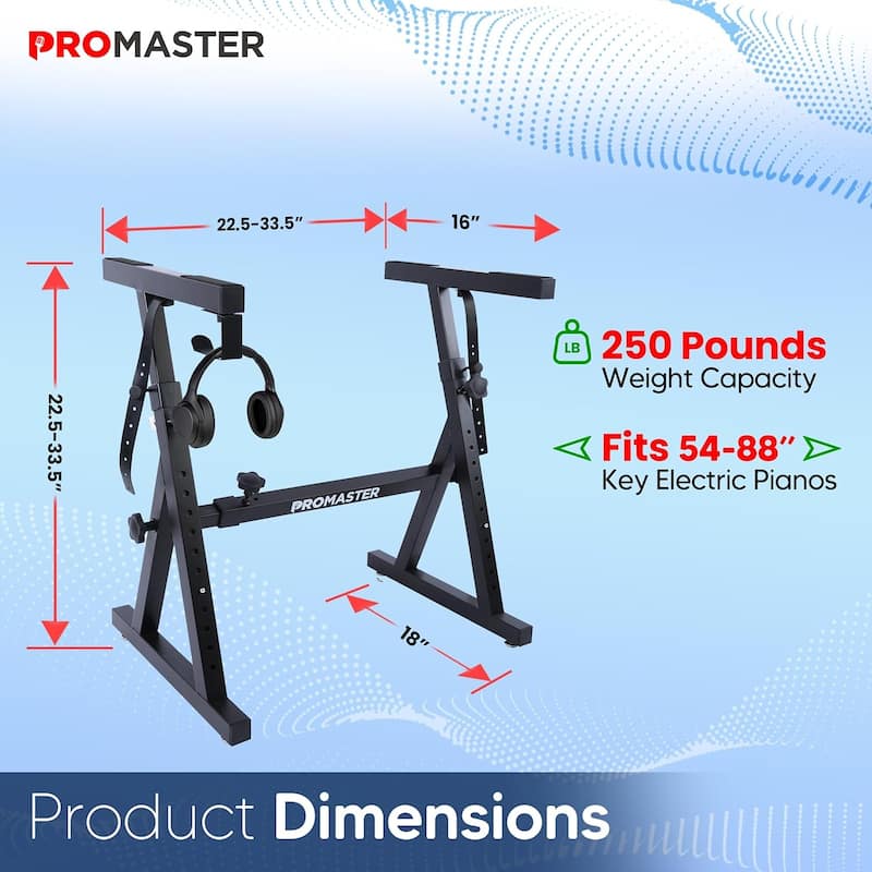 Piano Keyboard Stand - 20-34 Inches Adjustable, Portable, Universal, Foam-Padded Arms, Designed Z Style, Digital Music