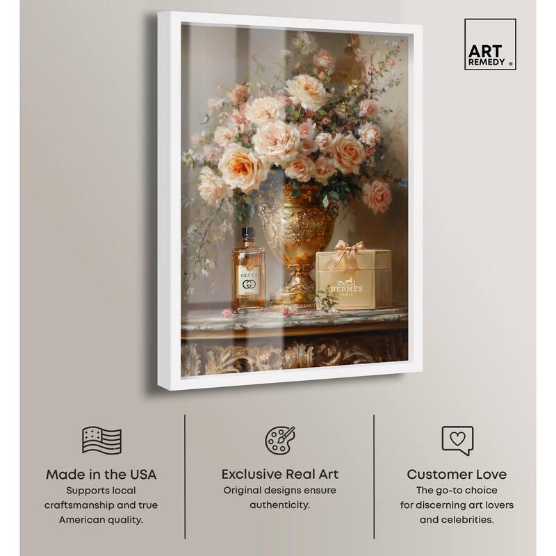 Classical Vase Tans and Floral Shadowbox by Art Remedy