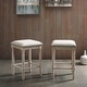 preview thumbnail 5 of 5, Roundhill Furniture Arnhem Wood Upholstered Counter Height Stool, Set of 2 Tan