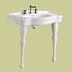 preview thumbnail 4 of 8, Jasmine White Porcelain Wall Mount Console Sink 2 Spindle Pedestal Leg With Overflow and Widespread Faucet Holes