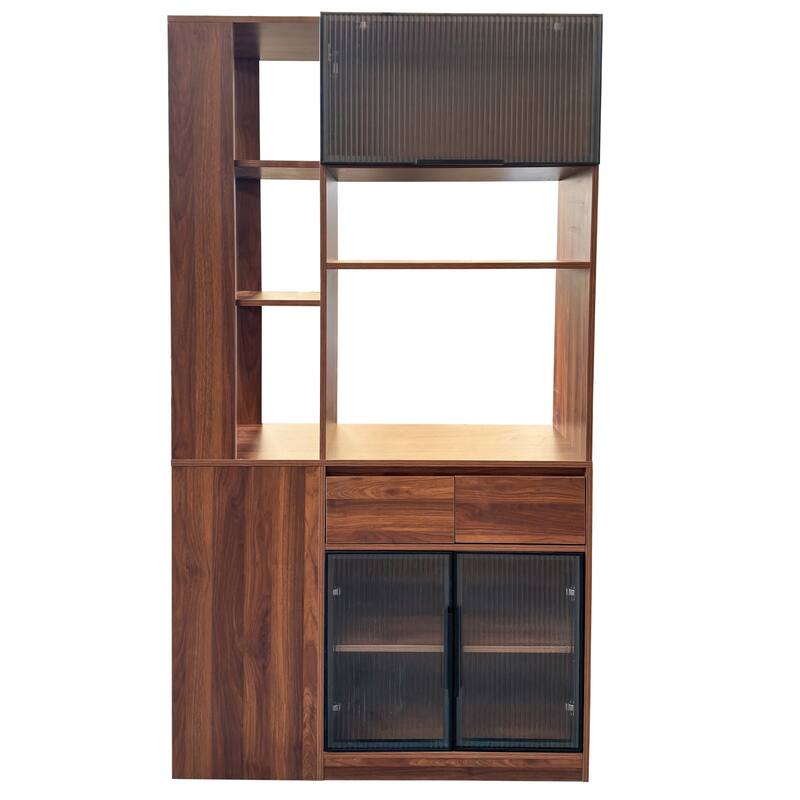 71" Tall Wooden Storage Cabinet for Hallway, Modern Multi-Functional Entrance Organizer