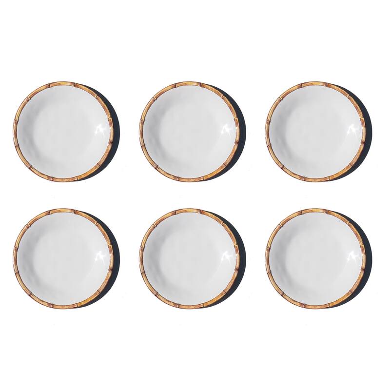 Abode Homewares Bamboo Rim NewWave Melamine Salad Plate - White - 8.5" - Set of 6 - White