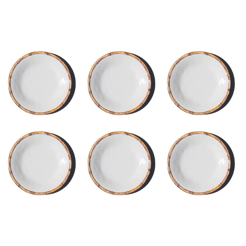 Abode Homewares Bamboo Rim NewWave Melamine Salad Plate - White - 8.5" - Set of 6