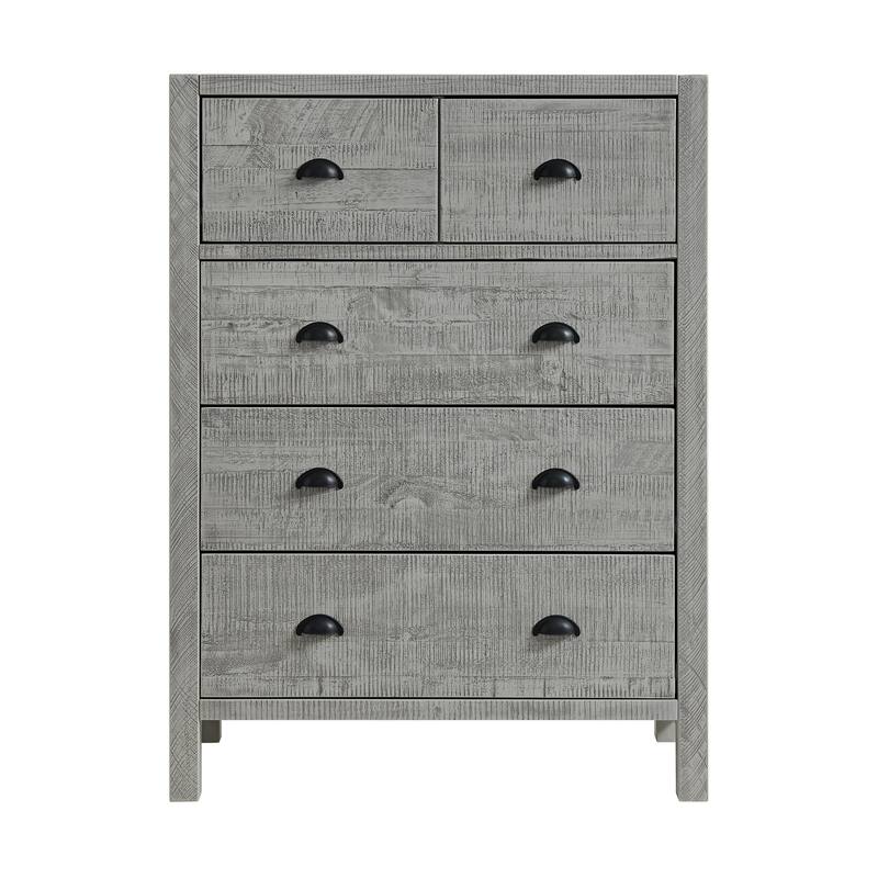 Arden 5-Piece Bedroom Set with King Bed, Two 2-Drawer Nightstands with Open Shelf, 5-Drawer Chest, 6-Drawer Dresser