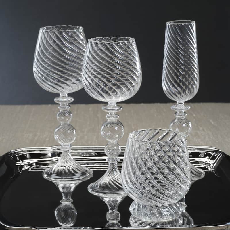 Rialto Twisted Optic White Wine Glasses, Set of 4