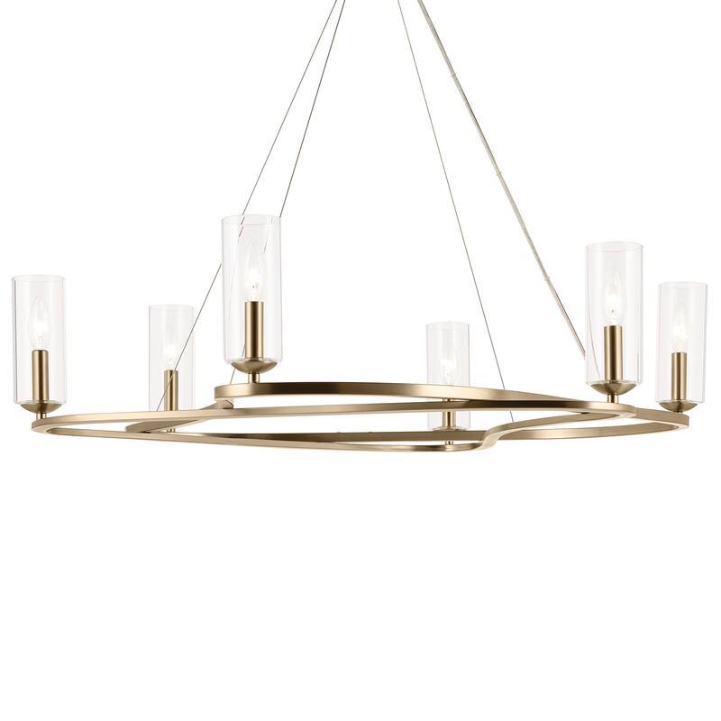 Harpin 37.75 Inch 6 Light Chandelier with Clear Glass in Champagne Bronze