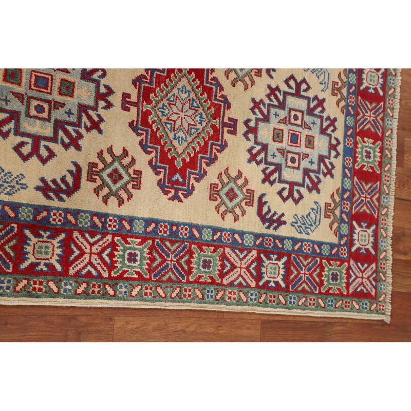 Kazak Foyer Rug Hand-Knotted Oriental Beige Wool Carpet - 2'8" x 4'1"