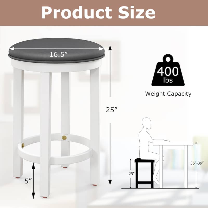 Gymax Upholstered Bar Stool Set of 4 25'' Counter Height Bar Chairs w/
