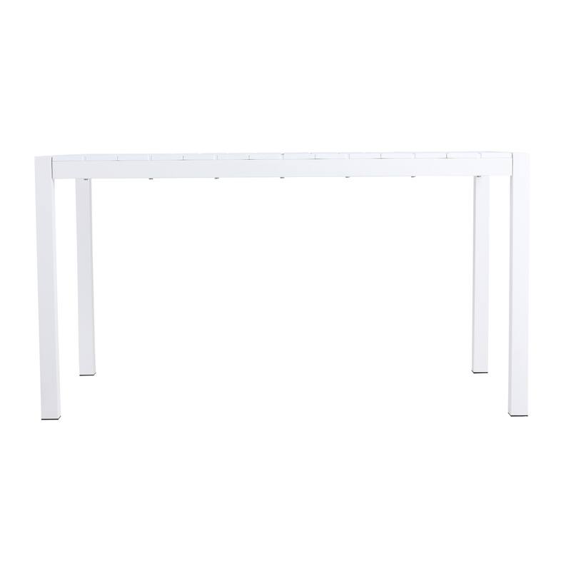 55" Modern White Dining Table with PP Tabletop and Metal Legs