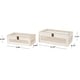 preview thumbnail 7 of 7, Cream Metal Handmade Woven Storage Decorative Box with Bronze Latches and Tempered Glass Tops (Set of 2) - 9"W x 14"L x 5"H