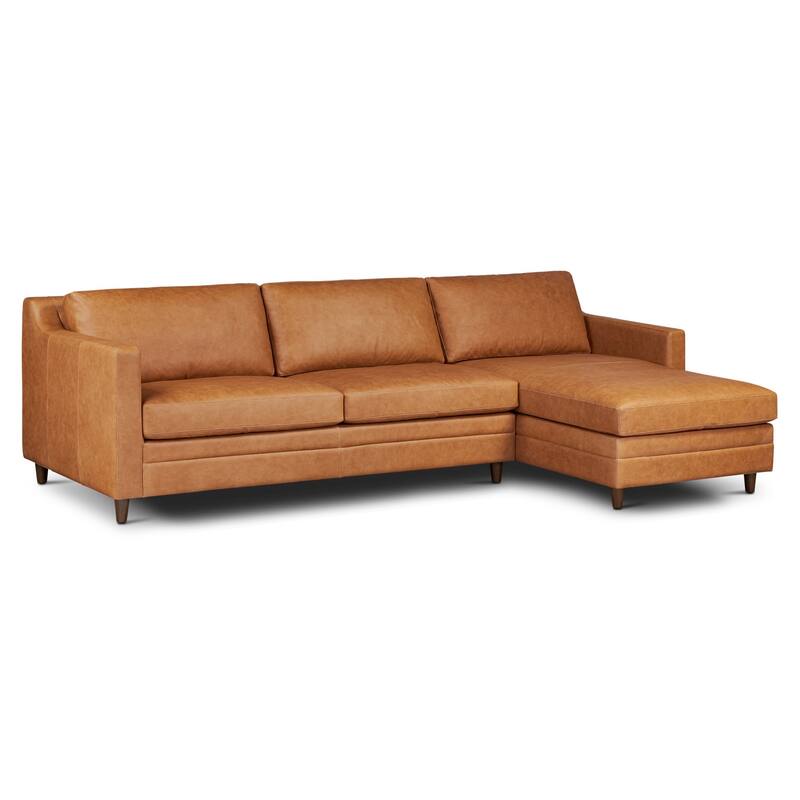 Poly & Bark Harper 113.5" Pull-Out Sleeper Sectional with Storage in Cognac Tan