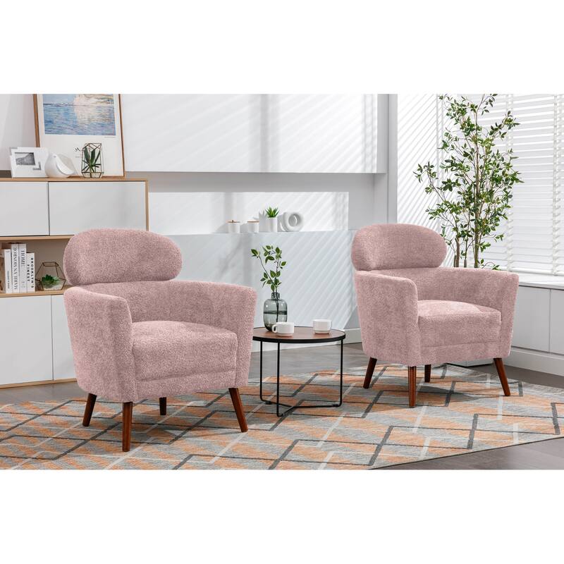 Porthos Home Rhys Sherpa Fabric Accent Barrel Chair with Rubberwood Legs