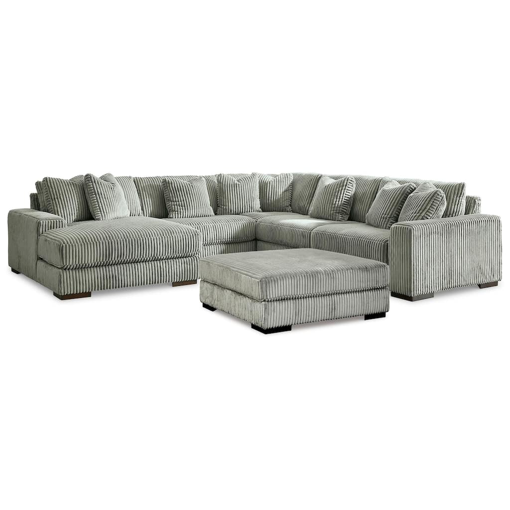 Signature Design by Ashley Lindyn Fog 5-Piece Sectional with Ottoman - 133" W x 133" D x 38" H