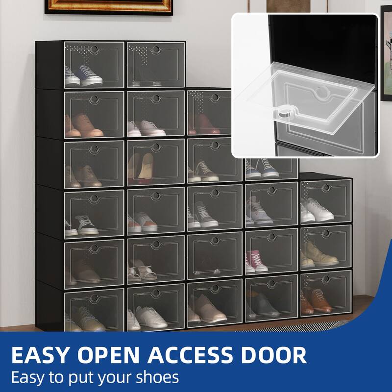 Moasis 24PCS Plastic Large Shoe Storage Box Set