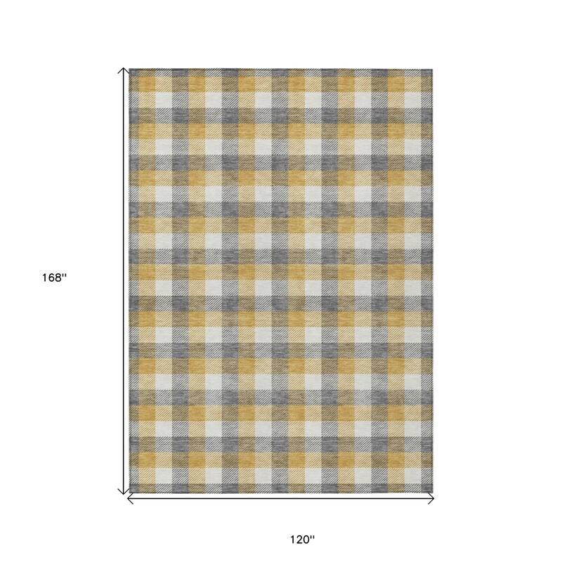 HomeRoots Plaid Transitional Rectangle Outdoor Rug