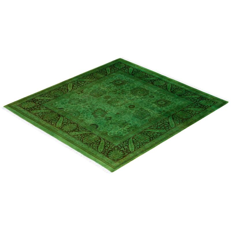 Overdyed, One-of-a-Kind Hand-Knotted Area Rug - Green - 5' 1" x 5' 6"