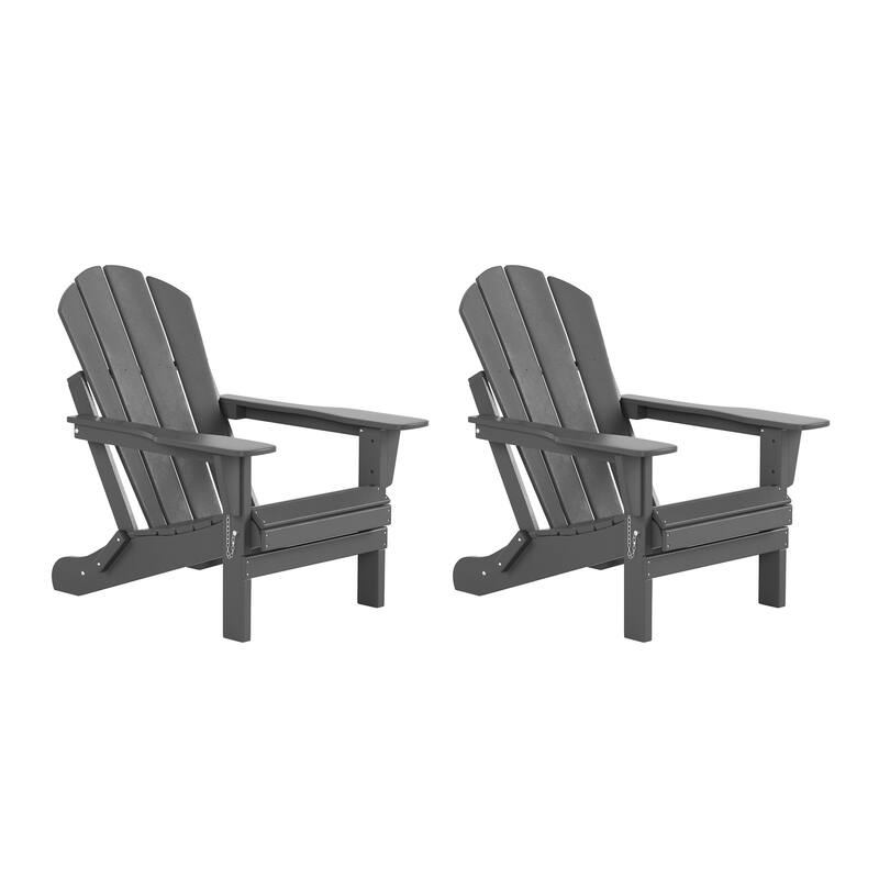POLYTRENDS Laguna Outdoor Eco-Friendly Poly Folding Adirondack Chair (Set of 2) - Gray