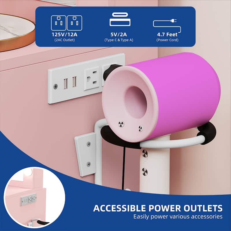 Vanity Desk Makeup Table Light Strip Mirror Dressing - 35.4"L x 15.7"W x 53.5"H