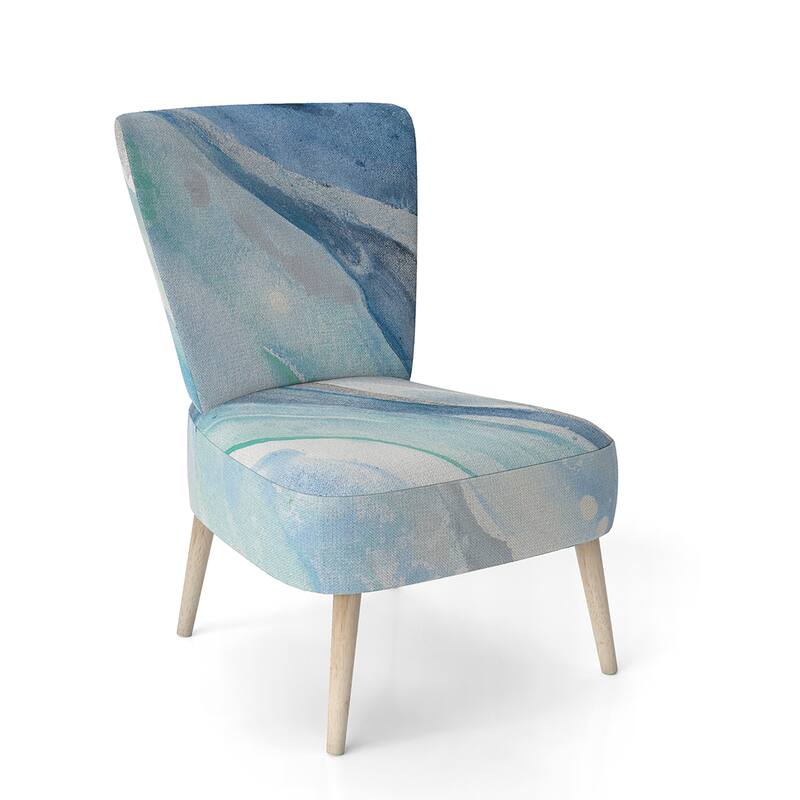Designart "Blue Silver Spring II" Upholstered Modern Lake House Accent Chair - Arm Chair