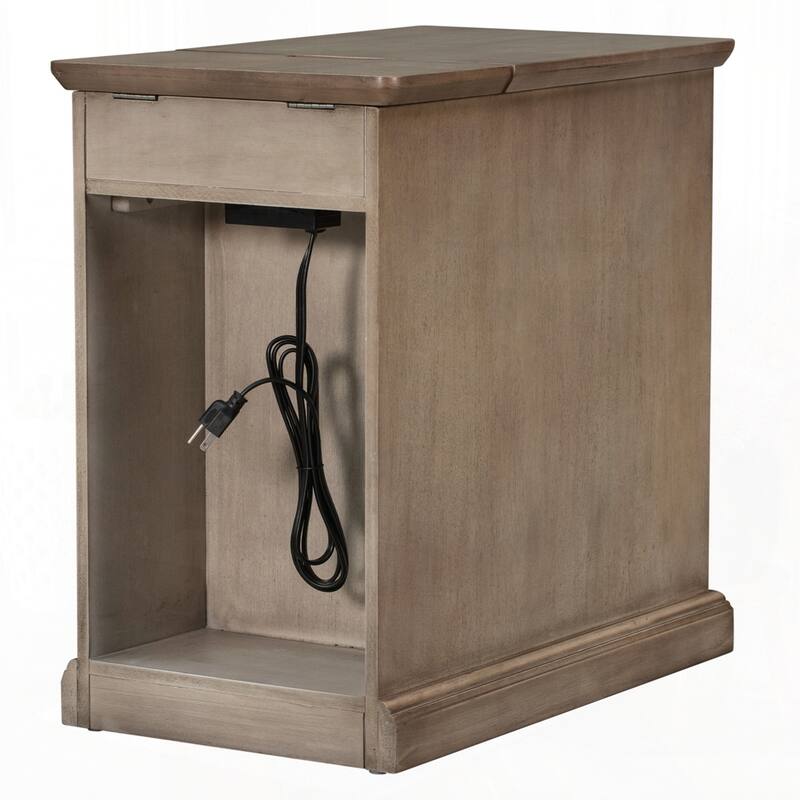 End Table Side Table with USB Ports and One Multifunctional Drawer with cup holders