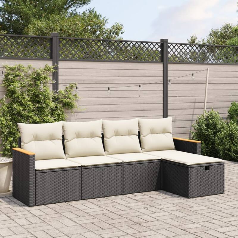 5-Piece Modular Patio Sofa Set - Black and cream without table - form1 - 24.4 x 24.2 x 27.2 in