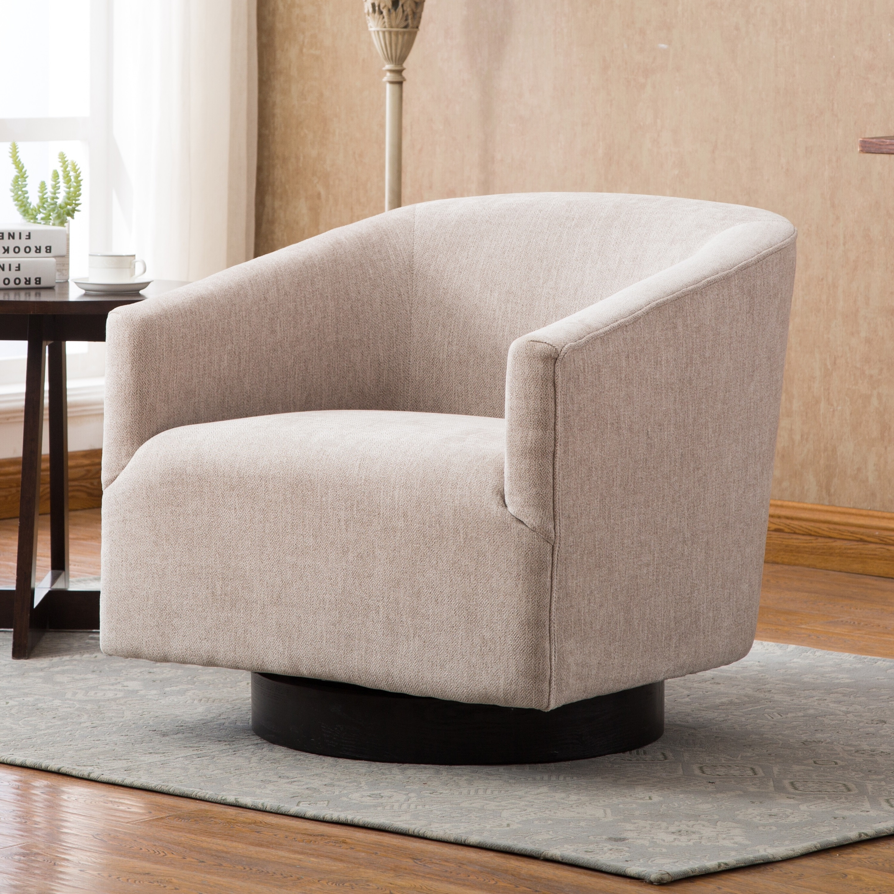 Copper Grove Pregrada Wood-base Barrel Swivel Chair