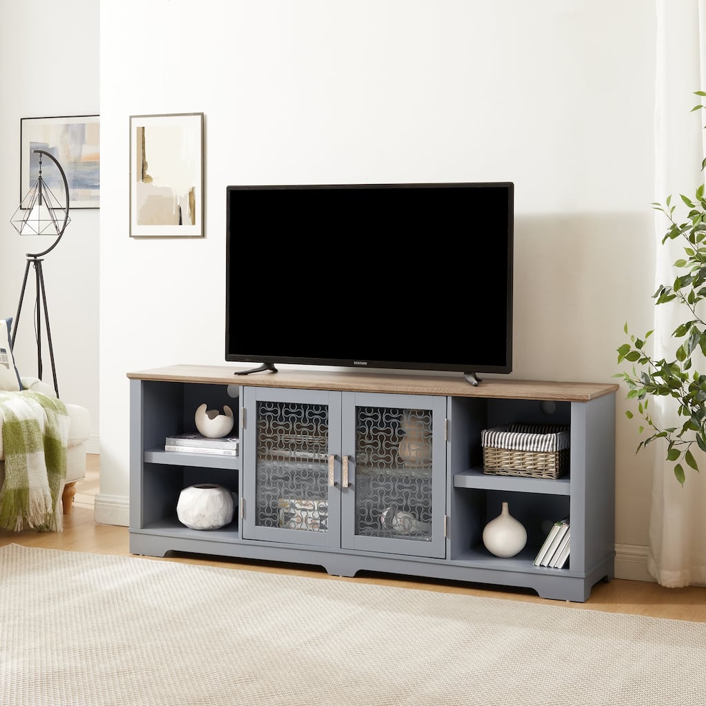 Modern Farmhouse TV Media Stand Cabinet for up to 80" TV