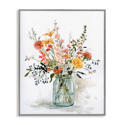 Stupell Warm Summer Meadow Floral Bouquet Still Life Painting Framed Wall Art