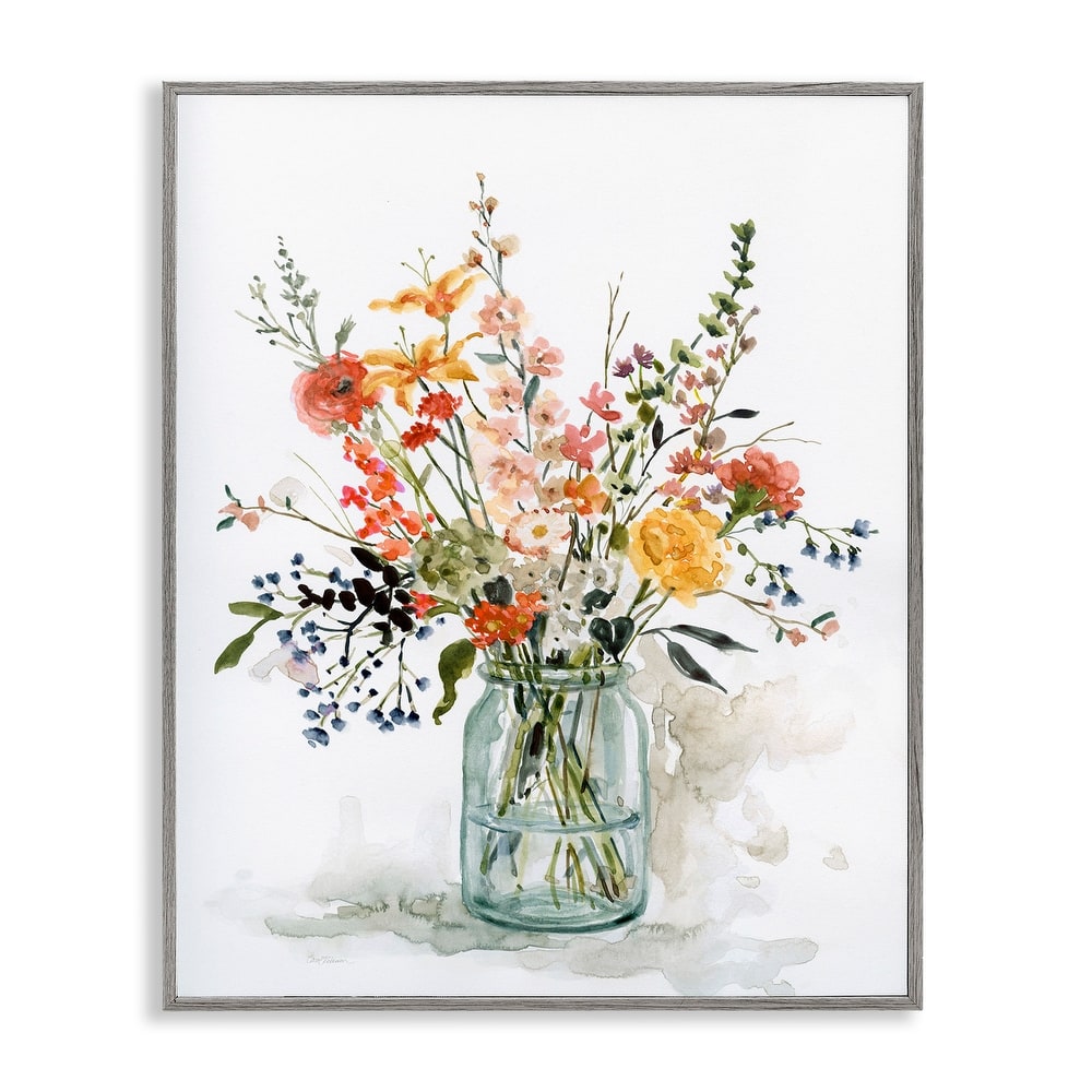 Stupell Warm Summer Meadow Floral Bouquet Still Life Painting Framed Wall Art