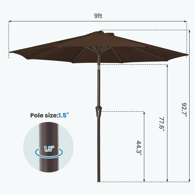 9-ft Patio Market Umbrella with UV-Risistance,Crank & Tilt