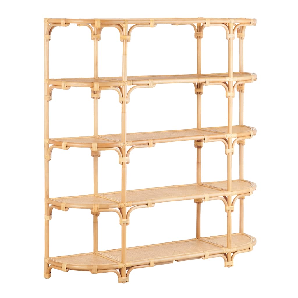 63.25 in. Tan Raffia 4 Shelf Etagere_Bookcase