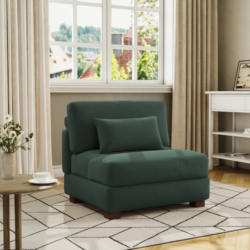 Modern Upholstered Armless Chair Accent Chair - Hunter Green