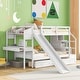 preview thumbnail 9 of 13, Twin over Twin Bunk Bed with Storage Staircase, Slide and Drawers, Desk with Drawers and Shelves