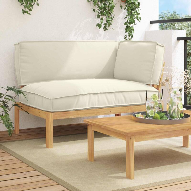 vidaXL Sofa Set in Solid Acacia Wood - Cream Light brown (1)