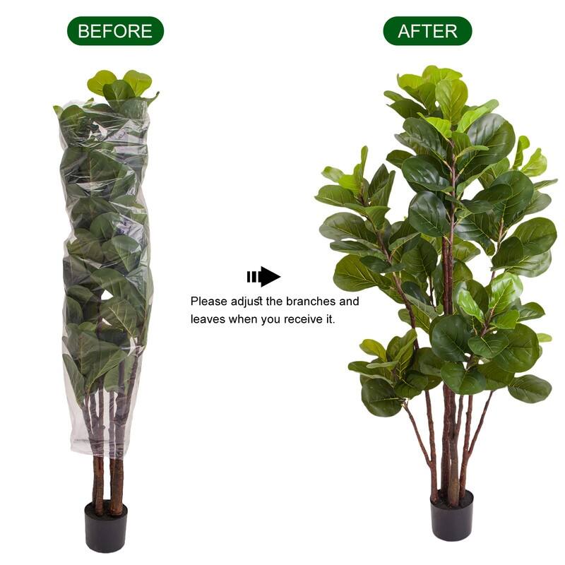 4Ft/5Ft Artificial Fiddle Leaf Fig Tree, Faux Plant for Indoor Outdoor Office
