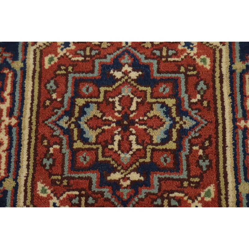 Hand Knotted Oriental 100% Wool Carpet Traditional Medallion Oranges & Rust Heriz (serapi) Area Rug - 3' 0'' X 2' 0''